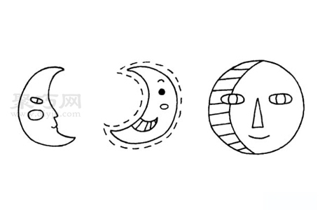 月亮如何画才好看 来看月亮简笔画的图片